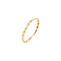 Solid Flat Beaded Band Ring 14K