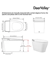 DeerValley Smart Bidet Toilet with Auto Open Lid Auto Flush, Modern Tankless Smart Toilet Equipped with Bidet Warm Wash Heated Seat Night Light(Remote