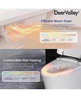 DeerValley Smart Bidet Toilet Elongated, Auto Open/Close Lid, Seat Heat, Foot Kick & Blackout Flush, Premium