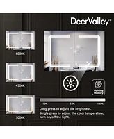 DeerValley Medicine Cabinets For Bathroom With Mirror, Wall Mounted Led Medicine Cabinet Organizer With Defogger, Dimmer, Bluetooth Speaker, Double Do