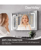 DeerValley 39'' W x 24'' H Led Lights Medicine Cabinets With Mirrors , Defogger, Dimmer, Bluetooth Speaker