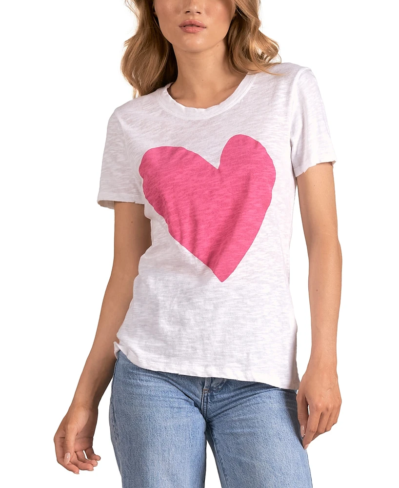 Elan Women's Cotton Graphic Heart Short-Sleeve T-Shirt