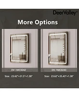 DeerValley 24'' W x 32'' H Anti-Fog Led Bathroom Mirror With Smart Dimmable And Time Mode Control Wall Mounted Vanity Mirror