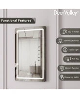 DeerValley 24'' W x 35'' H Anti-Fog Led Bathroom Mirror With Smart Dimmable And Time Mode Control Wall Mounted Vanity Mirror