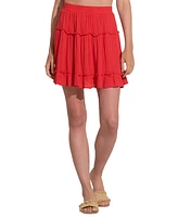 Elan Women's Cotton Pull-On Tiered Mini Skirt