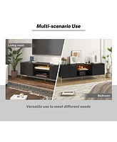 Boyel Living Unique Herringbone Design Multifunctional Tv Stand With Led Light