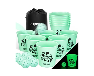 Ropoda Giant Yard Pong, Games with Durable Buckets and Balls Red