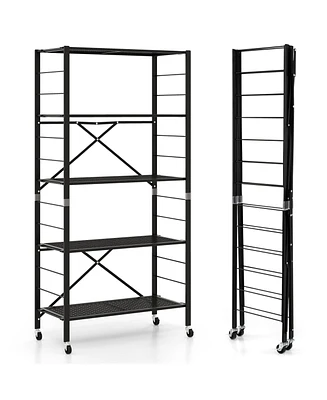 Gouun 5-Tier Adjustable Shelves with Wheels for Garage Kitchen Balcony