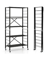 Gouun 5-Tier Adjustable Shelves with Wheels for Garage Kitchen Balcony