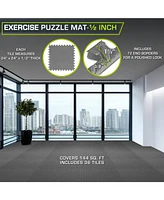 ProsourceFit Exercise Puzzle Mat 1/2-in, Blue, 144 Sq Ft - 36 Tiles