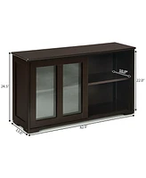 Gouun Sideboard Buffet Cupboard Storage Cabinet with Sliding Door