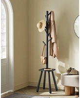 Slickblue Freestanding Coat Rack with 8 Hooks and Storage Shelf, Hall Tree for Entryway Organization