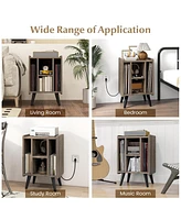 Gouun Vinyl Record Storage Turntable Stand with 4 Open Shelves