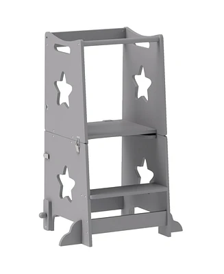 Qaba 2 1 Toddler Tower, Step Stool with Safety Rail