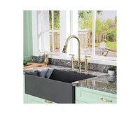Casainc Bridge Pull Down Touchless Sensor Kitchen Faucet with 2 Handles