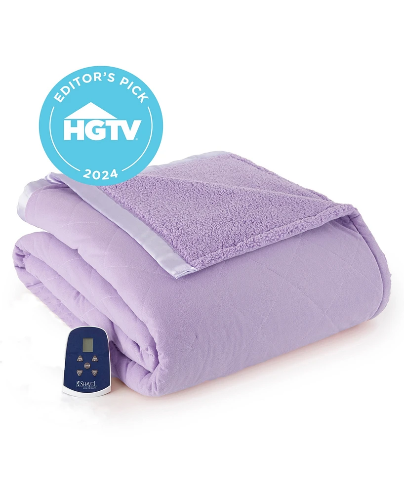 Shavel Reversible Micro Flannel to Sherpa Twin Electric Blanket