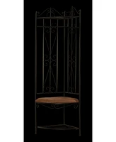 Kings Brand Furniture Black Metal Corner Entryway Hallway Rack with Bench & 6 Hooks