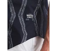 Nautica Men's Short Sleeve Button-Front Wave Print Shirt