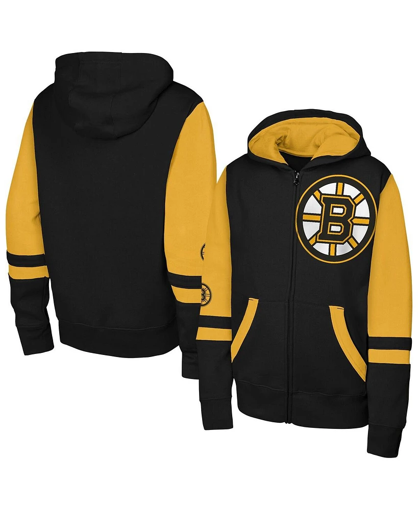 Outerstuff Big Boys and Girls Black Boston Bruins Face Off Full-Zip Hoodie