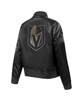 Pro Standard Women's Black Vegas Golden Knights Rhinestone Jewels Satin Full-Snap Jacket