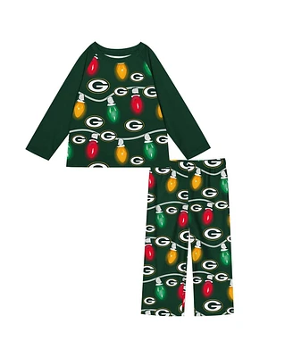 Outerstuff Toddler Green Bay Packers Two-Piece Garland Holiday Long Sleeve Pajama Set