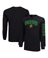 Champion Big Boys and Girls Black Oregon Ducks Distressed Arch Over Logo Long Sleeve T-Shirt
