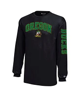 Champion Big Boys and Girls Black Oregon Ducks Distressed Arch Over Logo Long Sleeve T-Shirt