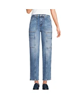 Lands' End Women's Denim High Rise Utility Cargo Ankle Jeans