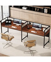 Tribesigns 94.48" Two-Person Office Desk with Privacy Panel, Long Computer Office Double Desk for 2 People