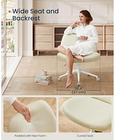 Slickblue Criss Cross Armless Office Chair with Wheels, Adjustable Height, Swivel Desk & Vanity Wide Cotton-Linen Seat