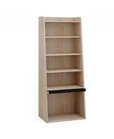 Gouun 6 Tier Bookcase Freestanding Ladder Bookshelf With 2 Adjustable Shelves Flip Up Door