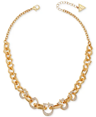 Guess Gold-Tone Pave G Link Chain Necklace, 16" + 2" extender