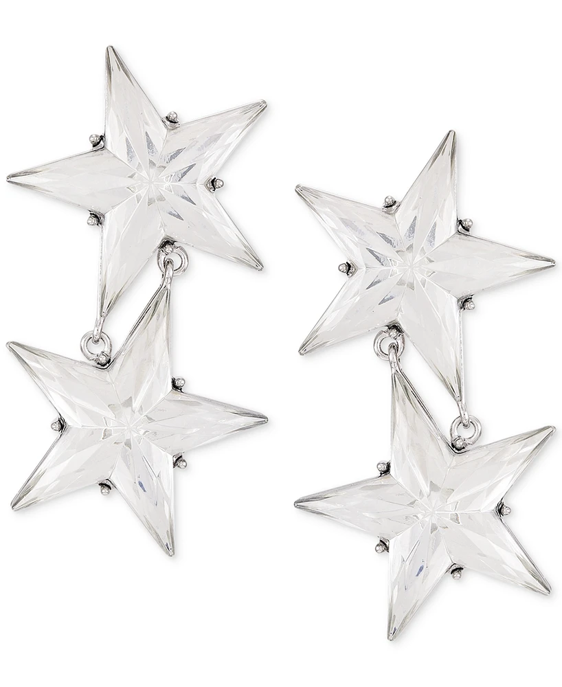 Guess Double Star Drop Clip On Earrings