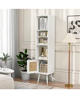 Gouun 4 Tiers Rattan Storage Cabinet with Slim Design