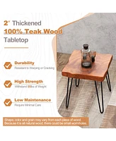 Gouun Square Reclaimed Recycled Indonesia Teak Wood End Table