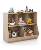 Gouun 5-Cube Wooden Kids Toy Storage Organizer with Anti-Tipping Kits