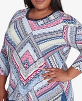 Alfred Dunner Plus Spiced Abstract Print Top