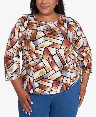 Alfred Dunner Plus Color Block Short Sleeve Top