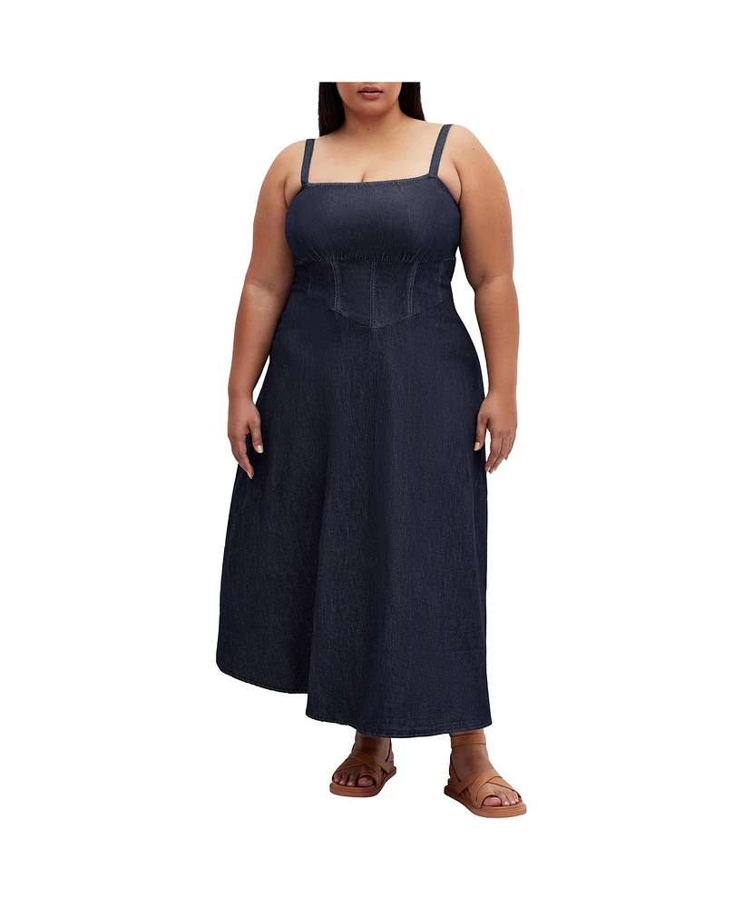 City Chic Plus Denim Corset Dress