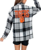 Gameday Couture Women's Gray/White Clemson Tigers End Zone Game Flannel Button-Up Shirt