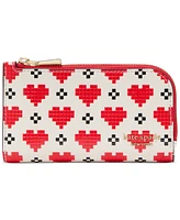 kate spade new york Devin Pixel Hearts Embossed Saffiano Leather Slim Bifold Wallet