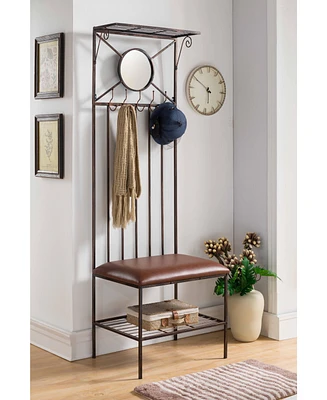 Kings Brand Furniture Pacher 5-Hook Hall Tree Coat Rack With Storage Bench