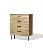 LuxenHome Mid-Century Modern Wave 4-Drawer 31.5-Inch Wide Accent Chest