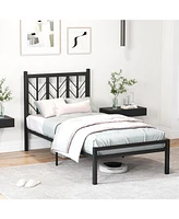 Gouun Twin Size Platform Bed with Headboard and Metal Frame-Twin Size