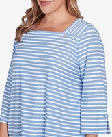 Ruby Rd. Plus Size Ribbon Stripe Laced Sleeve Top