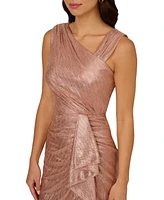 Adrianna Papell Women's Waterfall-Ruffle Metallic-Finish Gown