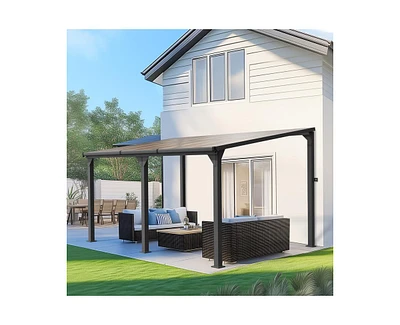 Hardtop Outdoor Gazebo Pergola Aluminum Framed with Sloping Pitched Roof for Garden