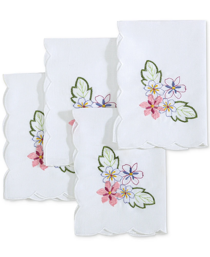 Elrene Hydrangea Embroidered Fabric Napkin, Set of 4