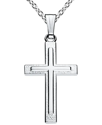 Children's Elevated Cross 15" Pendant Necklace in Sterling Silver