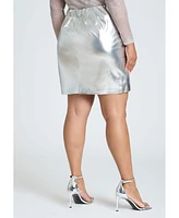 Eloquii Women's Plus Size Metallic Faux Leather Skirt